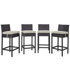 Modway Convene 4 Piece Outdoor Patio Pub Set - Espresso Beige-Synthetic Rattan Weave