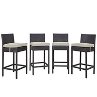 Modway Convene 4 Piece Outdoor Patio Pub Set - Espresso Beige-Synthetic Rattan Weave