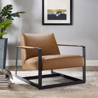 Modway Seg Vegan Leather Accent Chair - Tan-Upholstered Vegan Leather Seat and Back