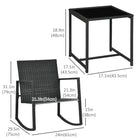 Outsunny 3-Pieces Rocking Bistro Set - Blue-Tea table with glass top for refreshment placement, also easy to maintain   
