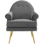 Modway Revive Tufted Button Accent Performance Velvet Armchair - Grey-Dense Foam Padding