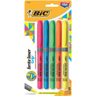 BIC Brite Liner Grip Chisel Tip Pen-Style Highlighter - Assorted Colours - 5 Pack-Soft, grooved grips for exceptional gripping traction and comfort