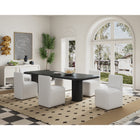 Manhattan Comfort Anna Square 18.9" Modern Faux Leather Upholstered Dining Chair - Cream - Set of 2-Heavy Plastic Foot Padding