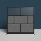 Luxor Modular Wall - 70" W x 70" H - Segmented Black Frame, Frosted Acrylic, Cool Grey PET-Integrates with the Room Divider System for scalable layouts