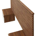 Modway Render 6-Piece Wall Mount Twin Headboard with Nightstands - Walnut White-Spacious Full-Glide Drawer