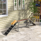 PawHut Dog Agility Equipment Ramp with Safety Bar, Non-slip Surface - Grey-Safety bars and anti-slip surface ensure secure footing;