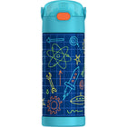 Thermos FUNtainer Vacuum Insulated Stainless Steel Water Bottle - 410mL - Robot Doodles-Leak-proof when closed