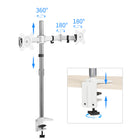 ShoppingAll SA-D290 Adjustable Dual Monitor Standing Mount for Monitors Up To 32" - White-31.9" long pole provides wide range of height adjustment for switching between sitting and standing positions.