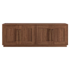 Hudson&Canal Tillman Rectangular TV Stand for TV's up to 75" - Satin Walnut-Features four doors with enclosed cabinets and 4 shelves for ample storage