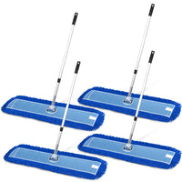 Gritt Commercial All-In-One 48” Microfiber Dust Mop Set with 72" Telescopic Handle - 4 Pack-Includes frame, telescopic handle, and mop head components