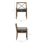 Modway Northlake Outdoor Teak Dining Armchair - Flint Grey-Slatted Seat Base