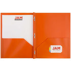JAM Paper Plastic Two-Pocket School POP Folders with Metal Prongs Fastener Clasps - Orange - 6 Pack-Quantity: 6 Folders per Pack | One for each subject & project