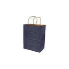 Eddie's 100% Recycled Kraft Shopper Paper Bag - 8" L x 4-3/4" W x 10-1/4" D - Navy - 100 Pack-8" x 4-3/4" x 10-1/4"