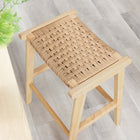 Modway Saoirse Woven Rope Wood Counter Stool - Natural Natural - Set of 2-Assembly Required