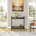 Hudson&Canal Cooper 33"W Bar Cart - Blackened Bronze-Features easy assembly
