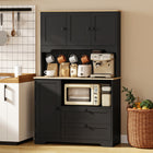 HOMCOM 64" H Kitchen Pantry Cabinet with 3 Compartments and 2 Drawers - Black-A spacious countertop fits coffee makers and toasters, creating a handy coffee station 