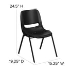 Flash Furniture HERCULES Series Kid's Black Ergonomic Shell Stack Chair with Black Frame & 14" Seat Height-Black Powder Coated Frame with non-marring plastic floor glides