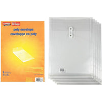 Staples Poly Envelopes with Button-Tie Closure - 9-1/4"x 13" - Clear - 5 Pack-Just the right size to fit letter-sized documents, multi-page paperwork, invoices, contracts presentation materials and more