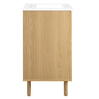 Modway Calla 24" Perforated Metal Bathroom Vanity - White/Oak-8" Centerset Holes