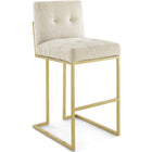 Modway Privy Gold Stainless Steel Upholstered Fabric Bar Stool - Gold Beige-Glam Deco Bar Stool
