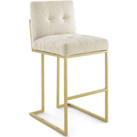Modway Privy Gold Stainless Steel Upholstered Fabric Bar Stool - Gold Beige-Glam Deco Bar Stool