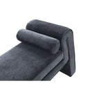 Manhattan Comfort Concord 59" Modern Chenille Upholstered Bench - Black-Includes Adjustable Plastic Feet Stoppers