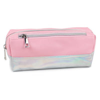 Fashion Stationery Iridescent Pencil Case - Pink/Silver-Ideal for holding pens, pencils and small accessories