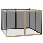 Outsunny Replacement Mosquito Netting for Gazebo 10' L x 10' W - Khaki-Four separate panels with a zipper on each panel to connect with the adjoining piece  