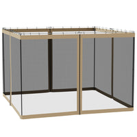 Outsunny Replacement Mosquito Netting for Gazebo 10' L x 10' W - Khaki-Four separate panels with a zipper on each panel to connect with the adjoining piece  