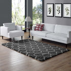 Modway Solvea Moroccan Trellis Shag Area Rug - 5 ft W x 8 ft L - Dark Grey/Ivory-Shag Weave Of Approx. 2 Inches