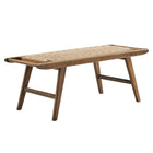 Modway Saoirse 47" Wove Rope Wood Bench - Walnut/Natural-Double Woven Rope