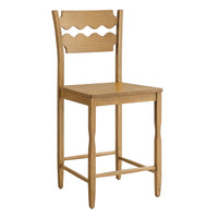 Modway Jax Oak Wood Counter Stool With Wavy Razor Back - Weathered Oak-Solid Oak Counter Stool
