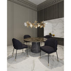 Manhattan Comfort Flor 22.83" Modern Twill Weave Upholstered Dining Chair - Black-Upholstered in Beautiful Twill Weave Fabric with High Density Foam Filled Padding