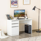 HOMCOM 47.25" Modern Computer Desk - White-Large desktop, drawers and cabinet provide ample storage space