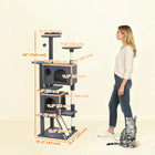 PawHut 63" H Cat Tree with Two Cat Condos - Dark Grey-Multiple platforms for climbing and viewing 