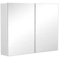 HOMCOM Wall Mount Medicine Cabinet with Mirror and Two Doors - White-Wall-mounted design, takes up little space  