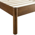 Modway Olea Channel Tufted Boucle Solid Wood Twin Platform Bed - Feather Walnut-Weight Capacity: 500 lbs