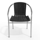Flash Furniture Commercial Aluminum & Black Rattan Indoor-Outdoor Restaurant Stack Chair-Cross Braces provide extra stability