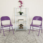 Flash Furniture HERCULES ColourBURST Series Impulsive Purple Triple Braced & Double-Hinged Metal Folding Chair-Metal Folding Chair