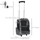 PawHut 2-in-1 Pet Luggage Box Backpack Carrier with Handle Rolling Wheel - Grey-Breathable mesh fabric for air ventilation