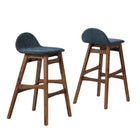 Modway Juno Wood Bar Stool - Navy Fabric - Set of 2-Low Backrest