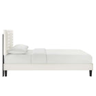 Modway Sofia Channel Tufted Performance Velvet King Platform Bed - White-Tapered Black Wood Legs