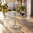Flash Furniture 23.5" Square Aluminum Indoor-Outdoor Table Set with 2 Slat Back Chairs-Set Includes Table and 2 Chairs