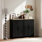 HOMCOM Modern 47.2" L Buffet Cabinet with Storage - Black-Shaker doors with natural top for simple decor