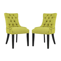 Modway Regent Fabric Dining Side Chair - Wheatgrass - 2 Pack-Solid Wood Frame