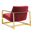 Modway Seg Performance Velvet Accent Chair - Gold Maroon-Non-Marking Foot Caps