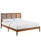 Modway Sirocco Rattan and Wood Queen Platform Bed - Walnut-Assembly Required