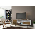 Manhattan Comfort Liberty MDP and MDF 70.86"W TV Stand, White and Rustic Brown (202AMC69)-Upon Assembly, Measures: 70.86 in. Length, 26.57 in. Height, 15.19in. Depth.