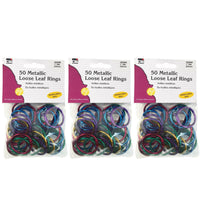 Charles Leonard Metallic Book Rings - 1" - Assorted Colors - 3 Packs of 50-Multi-purpose loose leaf rings are made of tough steel that are nickel plated and then painted in an assortment of metallic colors.