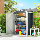 Outsunny Outdoor Storage Shed with Lockable Wide Doors - 4.4' x 3' - Dark Grey-Features a robust galvanized frame
